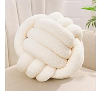 Yhoelata Cuscino con Nodo Bianco Latteo, Cuscini Rotondi a Palla per Decorazione della Camera, Cuscino Decorativo per il Salotto Estetico, Cuscini per Divano in Sherpa per Decorazione, Cuscino