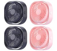 YHomU 4 ventole ricaricabili da scrivania per ufficio, dormitorio e uso domestico, mini ventilatore con regolazione a 3 velocità, rotazione a 360°, base antiscivolo, ventilatore USB portatile