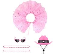 YHomU 5 pezzi 58 cm portico oca vestito, rosa tutù oca costume set con cappello da cowboy e occhiali, vestiti divertenti per oche da cortile, simpatici accessori per vestire statue da giardino e