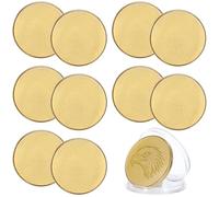 YHOMU Monete commemorative di compleanno da viaggio con scatola trasparente, 10 pezzi da 40 mm con bordo filettato dorato in metallo vuoto, monete in metallo solido per progetti fai da te