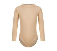 Yhong Body Per Danza Classica Con Bretelle Per Bambina Leotardo Da Ballo Body Classico Ginnastica Costume Caldo Maniche Lunghe Performance Festa Inverno Autunno Collo alto color carne 12-13 anni