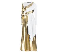 Yhong Corpo Di Danza Liturgica Di Lode Per Donna Pantalone A Gamba Larga Abito Metallico Costumi Preghiera Chiesa Bianco XXL