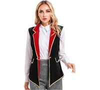 Yhong Costume Da Circo per Donna Vintage Cappotto Senza Maniche Giacca Da Direttore Uniforme Direttrice Carnevale Fasching Nero M