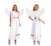 Yhong Donna Completo Costume Angelo Vestito D'Angelo Di Principessa Greca Bianco M