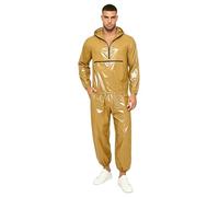 Yhong Hombre Conjunto Pantaloni E Una Felpa Con Cappuccio In Plastica Extragrande Traje Tracksuit Due Pezzi Golf Cachi 3XL