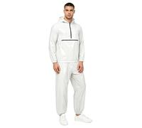 Yhong Hombre Conjunto Pantaloni E Una Felpa Con Cappuccio In Plastica Extragrande Traje Tracksuit Due Pezzi Golf Bianco M