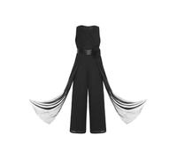 Yhong Tuta Intera Salopetta Lunga Bambina Principessa Elegante Jumpsuit da Cerimonia Senza Manica Romper Nero 11-12 anni