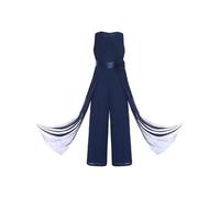 Yhong Tuta Intera Salopetta Lunga Bambina Principessa Elegante Jumpsuit da Cerimonia Senza Manica Romper Blu scuro 11-12 anni