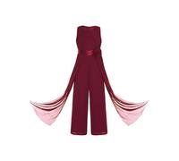 Yhong Tuta Intera Salopetta Lunga Bambina Principessa Elegante Jumpsuit da Cerimonia Senza Manica Romper Borgogna 13-14 anni