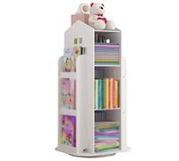 YHRJ Librerie per Bambini songmics Scaffale per Bambini Girevole per La Casa, Scaffale per Giocattoli da Terra per Asilo Nido, Scaffale A Forma di Piccola Casa, Facile Installazione (Color : Bianca)