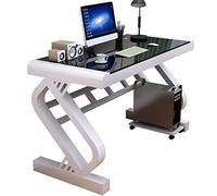 YHRJ Scrivania Piccola Scrivania Piccola Pc,Scrivania per Computer Semplice da Casa, Moderna Scrivania Angolare, Scrivania per Studenti, Piano in Vetro Temperato, Facile Installazione