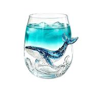 Yhsioaklo Bicchieri da vino divertenti | trasparente a tema costiero | Occhiali 3D con animali marini per la decorazione della casa cucina cena festa banchetto formale cocktail caffè ghiacciato