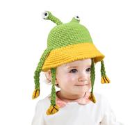 Yhsioaklo Cappello lavorato a maglia con disegno di rana - cappello carino carino divertente cappotto | cappello da pescatore lavorato a maglia | per festa invernale anno quotidiano interno