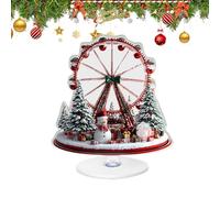 Yhsioaklo Decorazione Centrotavola Natalizia in Acrilico 2D | Cartello Stagionale per Giostra, Albero E Ruota Panoramica | Accento Desktop Festivo per La Casa, La Sala Studio, L'Ufficio, Lo Scaffale,