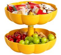 Yhsioaklo Divided Serving Tray | 2 Tier Halloween Pumpkin Serving Bowl