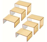 Yhsioaklo Espositore in acrilico Risers | 6 pezzi Golden Gioielli Display Riser | Scaffali acrilici | Collezione Showcase Holder | Tre misure organizer per dessert, cupcake, profumi, statuette