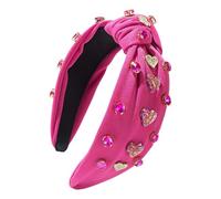 Yhsioaklo Fascia per capelli annodata con strass, fasce per capelli di San da donna - Fasce larghe con strass e cuore d'amore,Eleganti decorazioni per costumi per feste natalizie, accessorio per