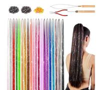 Yhsioaklo Kit Con Fili Luminosi Per Capelli Ragazze - Set Capelli Fatati Con Filo Luccicante - Accessori Resistenti Al Calore Con Strumenti Per Capodanno Halloween Matrimoni Feste A Tema Compleanni E