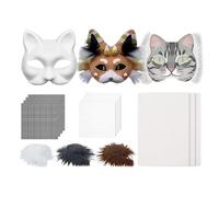 Yhsioaklo Kit Per Maschera Facciale Di Animale - Maschera Bianca Da Dipingere Con Rete Per Halloween | Costumi Fatti A Mano Per Adulti, Bambini, Amanti Degli Animali E Festa In