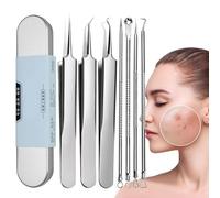 Yhsioaklo Pimple Tool Kit di rimozione della testa nero - Estrattori Comedone - Acciaio inossidabile - Kit di rimozione della testa nero per strumenti facciali, naso ZIT, pinzette, cura del