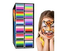 Yhsioaklo Pittura per il viso | Pittura per il corpo per pelle, a base d'acqua, lavabile, a lunga durata, 12 griglie con pennello, pennarelli per trucco, per festival, sport, teatro, ragazze, cosplay