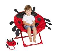 Yhsioaklo Sedie con piattino per bambini, sedia pieghevole con design a coccinella, con schienale in stile cartone animato, portatile, sedia da prato per bambini, lettura, sala da pranzo, studio, per