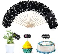 YHSKJCD Mini Lavagna, Etichette per Piante 50 Pezzi Marcatori a T per Piante Impermeabile Targhette in Legno per Piante per Fiori Piante Decorazione Casa Giardino, 6 * 8 cm