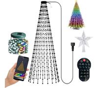 YhsPkAh Luci a Cascata per Albero di Natale a 400 LED, Luci Decorative per Atmosfera Natalizia con App Intelligente/modalità Fai da Te/Funzione Timer, Ip44 Impermeabile 1.8m