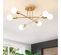 YHTlaeh Lampadario Soffitto Industrial Forma DIY Plafoniera E27 Moderno Lampada da Soffitto in Ferro Vintage per Camera da letto Soggiorno Cucina Corridoio (6T, Oro)