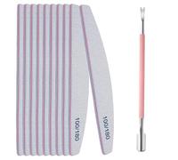 YHTSPORT 10 pcs Lima per unghie 100 180 e spingi cuticole per unghie, Lima per unghie professionale, Taglia cuticole professionale, Set per manicure e pedicure,per adatto casa e salone