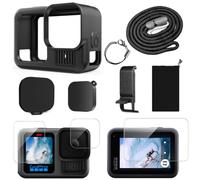YHTSPORT Custodia in Silicone per GoPro Hero 13 Black, Pellicola Protettiva in Vetro Temperato + Copertura Laterale della Batteria + Copriobiettivo + Cordino, Hero 13 Accessorio