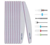 YHTSPORT Set di 17 pezzi lime per unghie 100 180 e 3/32" punte fresa unghie, 10 lima per unghie professionale, 7 punta fresa rimozione gel ceramica, Accessori unghie per manicure pedicure