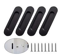 Yhuasia Maniglie a Incasso in Acciaio Inox, 4 Pezzi Incasso Maniglie Nascoste, Nascosta Ovali Maniglie, Maniglie da Incasso, con Vite, per Cassetti Porta Armadi Guardaroba Comò (Nero)