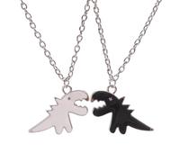 YHVLSOLHU 2 PC/set Collana con pendente di dinosauro per donne migliori amiche Collar a garozza geometrica bianca e regolabile collana per feste gioielli