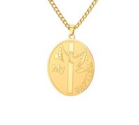 YHVLSOLHU La mia collana con la croce di colomba del battesimo, croce cristiana, croce in credo con il pendente, gioielli d'amore e pace.