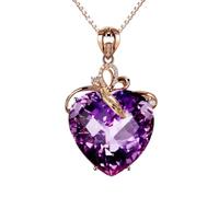 YHVLSOLHU Moda coreana collana pendente a forma di cuore in ametista per donne Dolce e romantica catena al collo per il collo Accessori in metallo Kit di gioielli