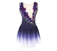 Yhwacyznm A,S, Abiti da Pattinaggio sul Ghiaccio Costumi da Competizione Balletto Tintura Halo Donne Gonna Prestazione Sport Invernali Abito da Pattinaggio Artistico per Ragazze