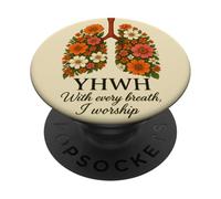 YHWH con ogni respiro io adoro i polmoni floreali PopSockets PopGrip Adesivo