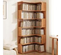 YHWKGZ corner bookshelf, L-Shaped Corner Bookcase, Solid Wood Open Display Shelf, Multi-purpose large capacity storage rack, for Bedroom, Living Room(Natural)