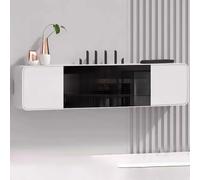 YHWKGZ Mobiletto portaoggetti nascosto for router WiFi montato a parete, ripiano for router, nascondiglio for box WiFi con porta in vetro, ottima dissipazione del calore(Black,60cm/23.6in)