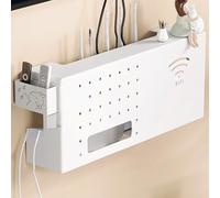 YHWKGZ Scatola portaoggetti per router Wi-Fi, mobiletto for router, materiale in acciaio al carbonio, può essere posizionata a parete o su un tavolo, ampio spazio interno(White,40cm/16in)