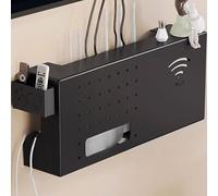 YHWKGZ Scatola portaoggetti per router Wi-Fi, mobiletto for router, materiale in acciaio al carbonio, può essere posizionata a parete o su un tavolo, ampio spazio interno(Black,40cm/16in)