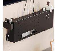 YHWKGZ Scatola portaoggetti per router Wi-Fi, mobiletto for router, materiale in acciaio al carbonio, può essere posizionata a parete o su un tavolo, ampio spazio interno(Black,60cm/24in)