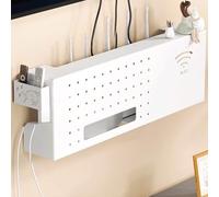 YHWKGZ Scatola portaoggetti per router Wi-Fi, mobiletto for router, materiale in acciaio al carbonio, può essere posizionata a parete o su un tavolo, ampio spazio interno(White,60cm/24in)