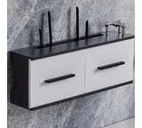 YHWKGZ Scatola router WiFi da parete, mobiletto portaoggetti for router WiFi, scaffale portaoggetti in legno, mobiletto portaoggettis for dispositivi multimediali(Black and white door,60cm/23.6n)