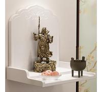 YHWKGZ Tavolo Da Altare Con Statua Di Buddha, Tavolo Da Esposizione In Legno Massello Con Piedistallo For Offerte, Tavolo Da Preghiera Con Bruciatore Di Incenso A Parete(White,16.9x16.5x14.5in)