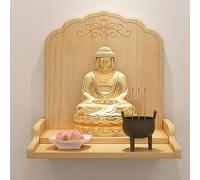 YHWKGZ Tavolo Da Altare Con Statua Di Buddha, Tavolo Da Esposizione In Legno Massello Con Piedistallo For Offerte, Tavolo Da Preghiera Con Bruciatore Di Incenso A Parete(Yellow,16.9x16.5x14.5in)