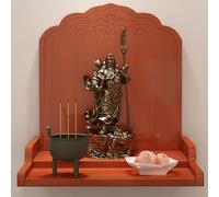 YHWKGZ Tavolo Da Altare Con Statua Di Buddha, Tavolo Da Esposizione In Legno Massello Con Piedistallo For Offerte, Tavolo Da Preghiera Con Bruciatore Di Incenso A Parete(Brown,16.9x16.5x14.5in)