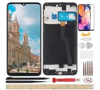 YHX-OU 6.2" Nero+Telaio Display per Samsung Galaxy A10 SM-A105F (Dual SIM) LCD Schermo Touch Screen Digitizer Assemblea E Strumenti di Installazione+Vetro temperat