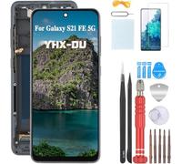 YHX-OU 6.4" Nero Dispay with Frame per Samsung Galaxy S21 FE 5G G990U/G990E/G990B/G990W Display LCD Touch Assemblaggio di Ricambio con Strumento di Installazione + Vetro temperato